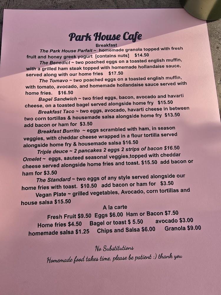 The Park House Menu image 1